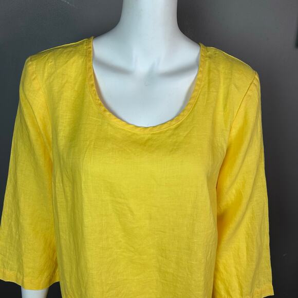 Flax top medium linen pullover yellow tunic NWT office lagenlook - Picture 8 of 14